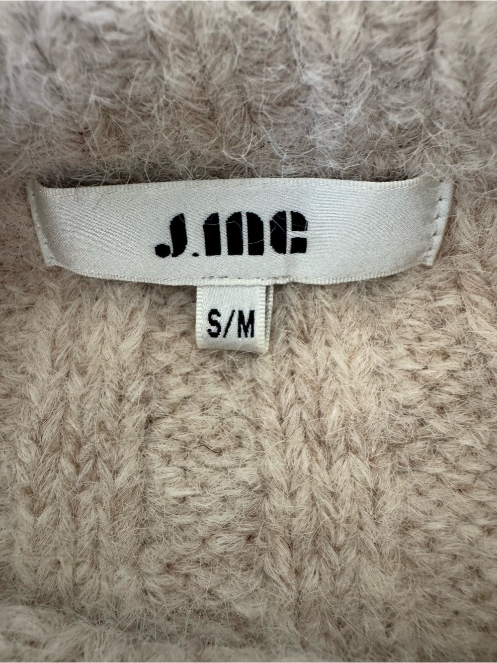 J. inc. Warm Ribbed Crewneck Sweater Cream Ribbed Fisherman Wool Blend - Picture 4 of 6